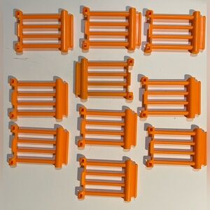 Vintage 10 Piece Orange Play Farm Cattle Animals Fence Toys